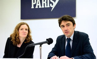 Nathalie Kosciusko-Morizet (L),candidate UMP pour Paris a décliné ses propositions pour l'environnement avec Yann Wehrling, Alternative UDI-MoDem, en charge de son programme sur l'écologie.