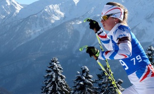 La biathlète Marie Dorin, lors d'un entraînement aux JO de Sotchi, le 5 février 2014