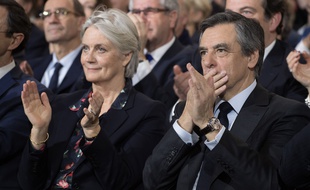 Penelope et François Fillon lors d'un meeting de campagne à La Villette le 29 janvier 2017 à Paris