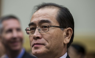 L'ancien haut diplomate nord-coréen Thae Yong-ho devant le Congrès américain, le 1er novembre 2017.