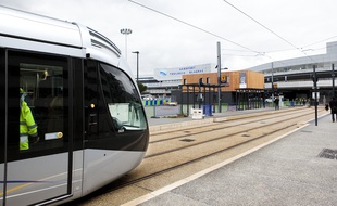 Le terminus de la ligne T2, à l'aéroport Toulouse-Blagnac