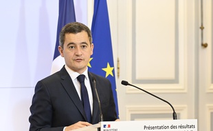 Gérald Darmanin lors d'une conférence de presse au sein de son ministère, le 15 décembre 2020.