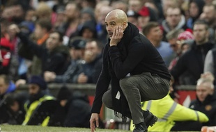 Pep Guardiola lors du derby entre Manchester City et Manchester United, le 8 mars 2020.