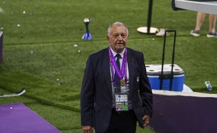 Jean-Michel Aulas, ici le mois dernier lors de la finale de Ligue des champions remportée par son équipe féminine à Saint-Sébastien (Espagne).