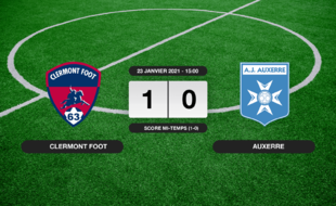 Ligue 2, 21ème journée: 1-0 pour le Clermont Foot contre Auxerre au stade Gabriel-Montpied
