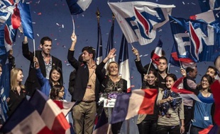 Marine Le Pen lors du congrès du FN à Lyon, le 30 novembre 2014