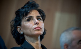 Rachida Dati à l'inauguration du premier étage rénové de la Tour Eiffel, le 6 octobre 2014.