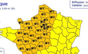 La carte vigilance orange de Météo France émise le 17 décembre 2010.