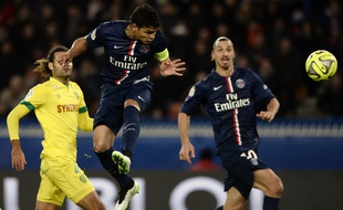 Le défenseur du PSG Thiago Silva contre Nantes, le 6 décembre 2014 au Parc des Princes.