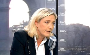 Capture d'écran BFMTV de Marine Le Pen, présidente du FN, le 29 mars 2013.