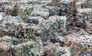 Des bouteilles en plastique dans une usine de recyclage en Russie le 29 novembre 2019.
