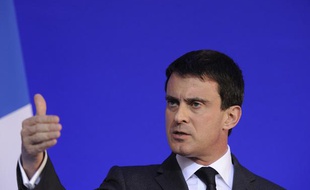 Le ministre de l'Intérieur Manuel Valls, lors d'une conférence de presse, le 31 janvier 2014.