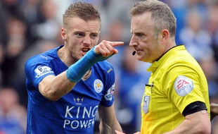 Jamie Vardy a été expulsé lors de Leicester-West Ham (2-2) le 17 avril 2016.
