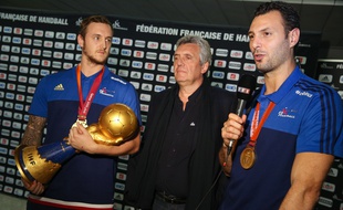 Valentin Porte, Claude Onesta et Jerome Fernandez. Credit:LaurentVu/SIPA