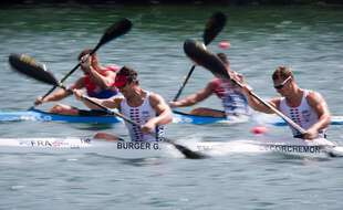 Guillaume Burger lors des championnats d'Europe de kayak en Serbie en 2018.