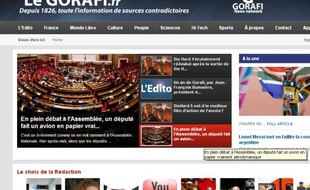 Page d'accueil du site d'information parodique le Gorafi, le 20 février 2013.