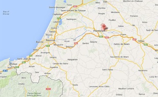 Capture d'écran Google map de Cauneille, près de Dax.