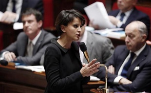 La ministre de l'Education, Najat Vallaud-Belkacem, le 14 janvier 2015, devant l'Assemblée nationale