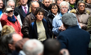Jeannie Longo à l'enterrement de Florence Arthaud le 30 mars 2015.