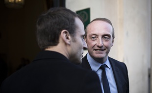 Laurent Marcangeli en présence d'Emmanuel Macron, le 6 février 2018.
