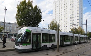 Nantes, le 29 octobre 2014, le tramway ligne 1 place des Lauriers