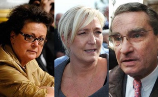 Montage photo: Christine Boutin, Marine Le Pen et François Lebel en 2012.