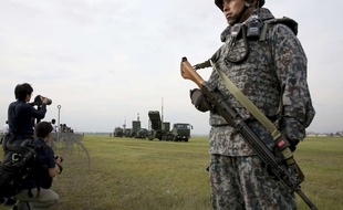 Un soldat des Forces japonaises d'autodéfense lors d'un exercice à Tokyo, le 29 août 2017.