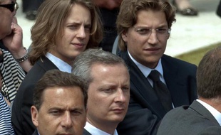 Pierre Sarkozy (à gauche) et Jean Sarkozy à Colleville-sur-Mer, le 6 juin 2009.
