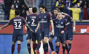 Les joueurs du PSG au Parc des Princes.