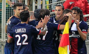 Les joueurs du PSG à Nantes le 25 août 2013.