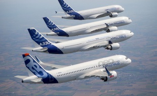 La flotte d'avions de l'avionneur européen Airbus.