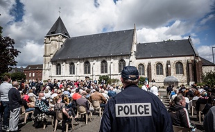 L'église de Saint-Etienne du Rouvray, dans laquelle le père Hamel a été tué, ici le 26 juillet 2020.