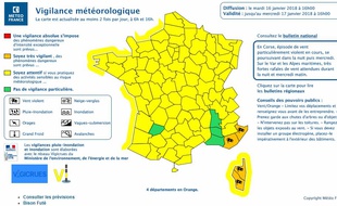 Quatre départements sont en vigilance orange