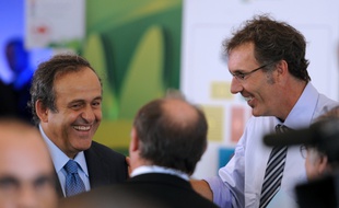 Michel Platini et Laurent Blanc le 30 juillet 2011 à Rio au Brésil