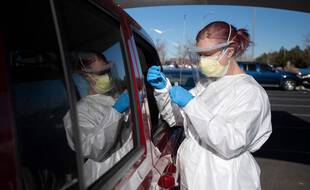 un site de tests pour détecter le Covid-19, dans le Colorado le 3 décembre 2020.
