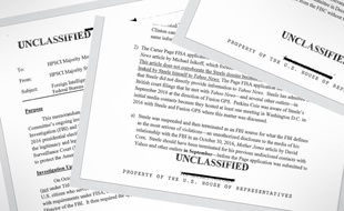 Photomontage de trois pages d'un «mémo» sur le FBI déclassifié par Donald Trump et publié par le Congrès américain.