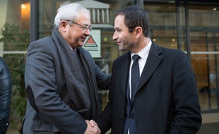 Jean-Paul Huchon, l'actuel président de la Région Ile-de-France et Benoît Hamon, le 7 janvier 2015.