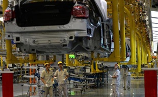 Ligne d'assemblage de Volkswagen à Chengdu, en Chine