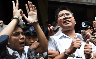 Les deux journalistes de Reuters Kyaw Soe Oo (à g.) and Wa Lone, le 3 septembre 2018.