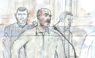 Croquis d'audience de Redoine Faïd le 1er mars 2016 devant la cour d'assises à Paris