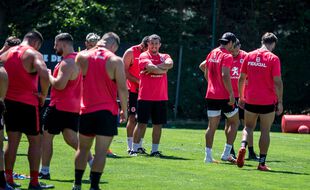 Les joueurs du Stade Toulousain à l'entraînement, en juillet 2020.