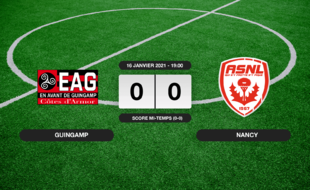 Ligue 2, 20ème journée: Guingamp et Nancy se quittent sur un nul (0-0)