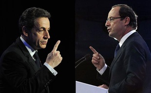 Nicolas Sarkozy et François Hollande, montage photo.