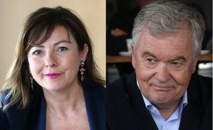Carole Delga, la présidente socialiste sortante de la région Occitanie, et Jean-Paul Garraud, la tête de liste RN.
