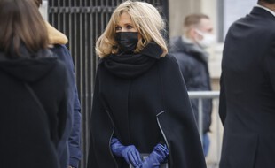 Brigitte Macron aux obsèques d'Olivier Royant, le 8 janvier 2021, à Paris.