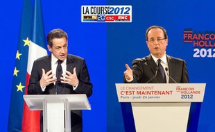 Montage de Nicolas Sarkozy et François Hollande pour la présidentielle 2012.
