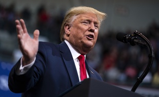 Donald Trump en meeting dans le New Hampshire, le 10 février 2020 (illustration).