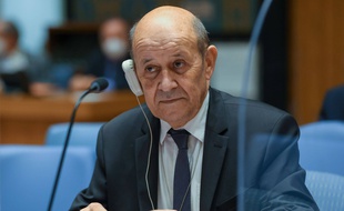 Le ministre français des Affaires étrangères, Jean-Yves Le Drian, aux Nations unies à New York le 23 septembre 2021.