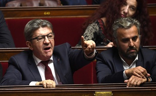 Les députés de la France insoumise Jean-Luc Mélenchon et Alexis Corbière le 17 octobre 2018 à l'Assemblée nationale.