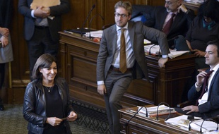 Anne Hidalgo, la maire de Paris, lors du vote au Conseil de Paris relatif à la tour Triangle, le 17 novembre 2014